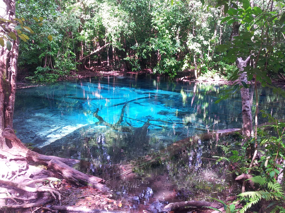 Термальный бассейн у известняковых скал Краби
